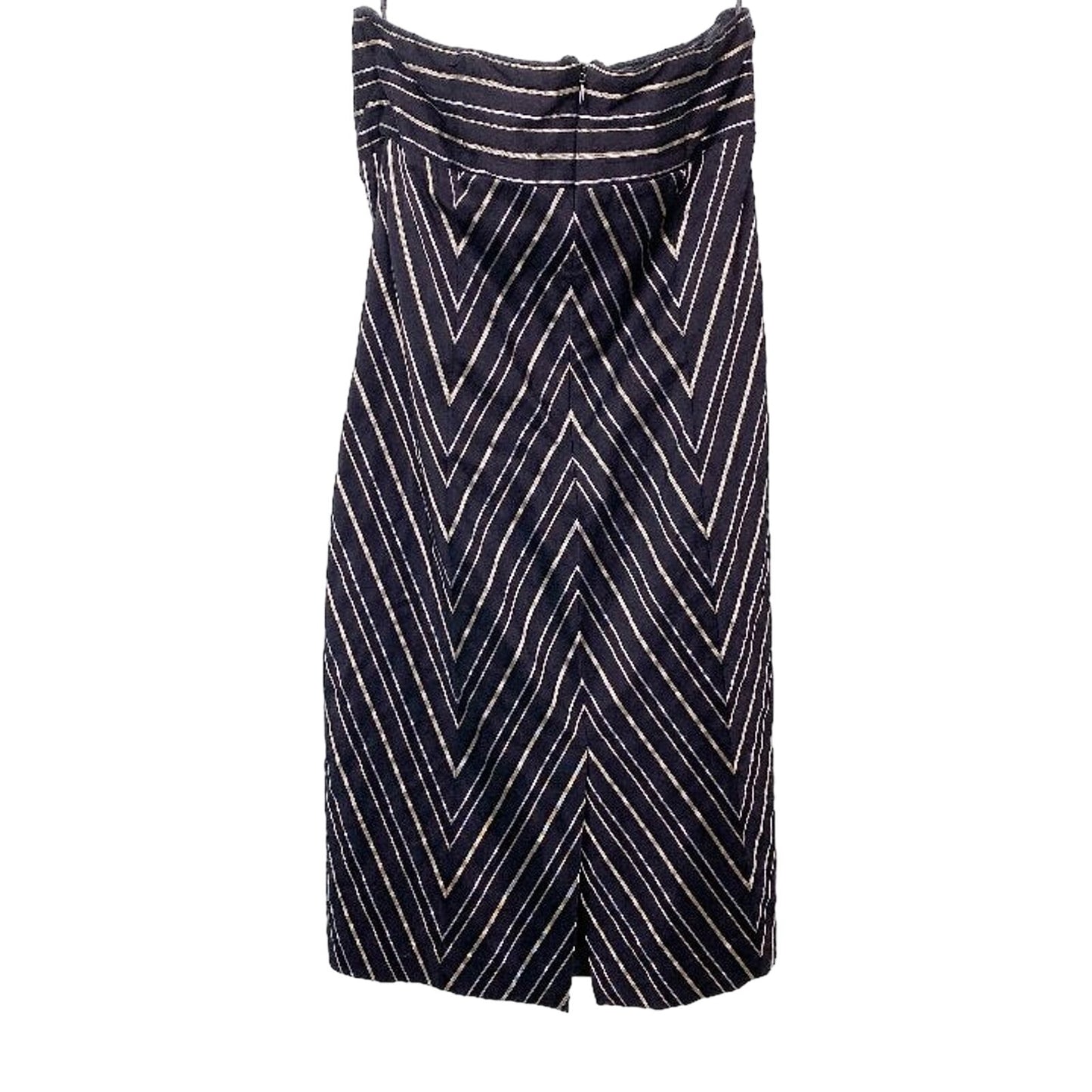 womens EXPRESS black w/ gold & silver metallic stripes DRESS size 8