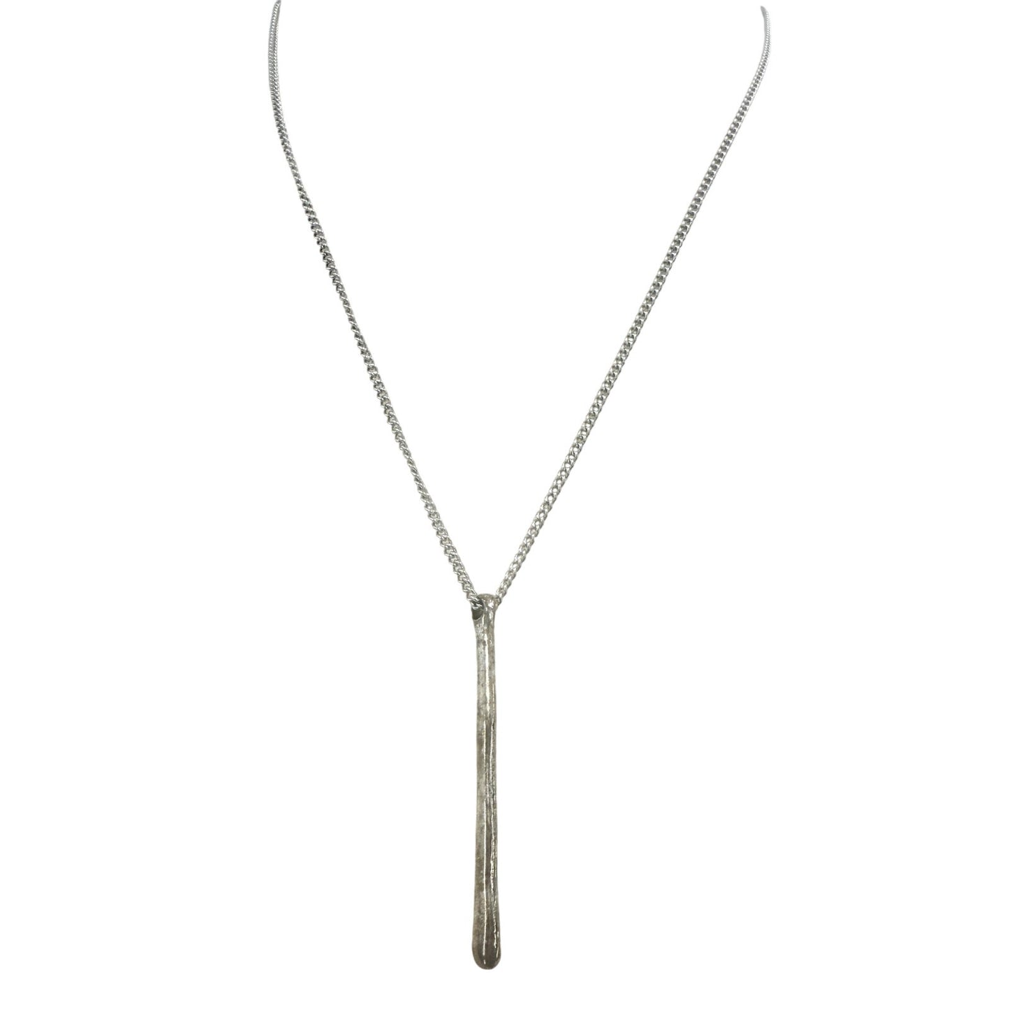 Bellaforma Jewelry silver tone metal Bar Pendant Necklace 18" long chain