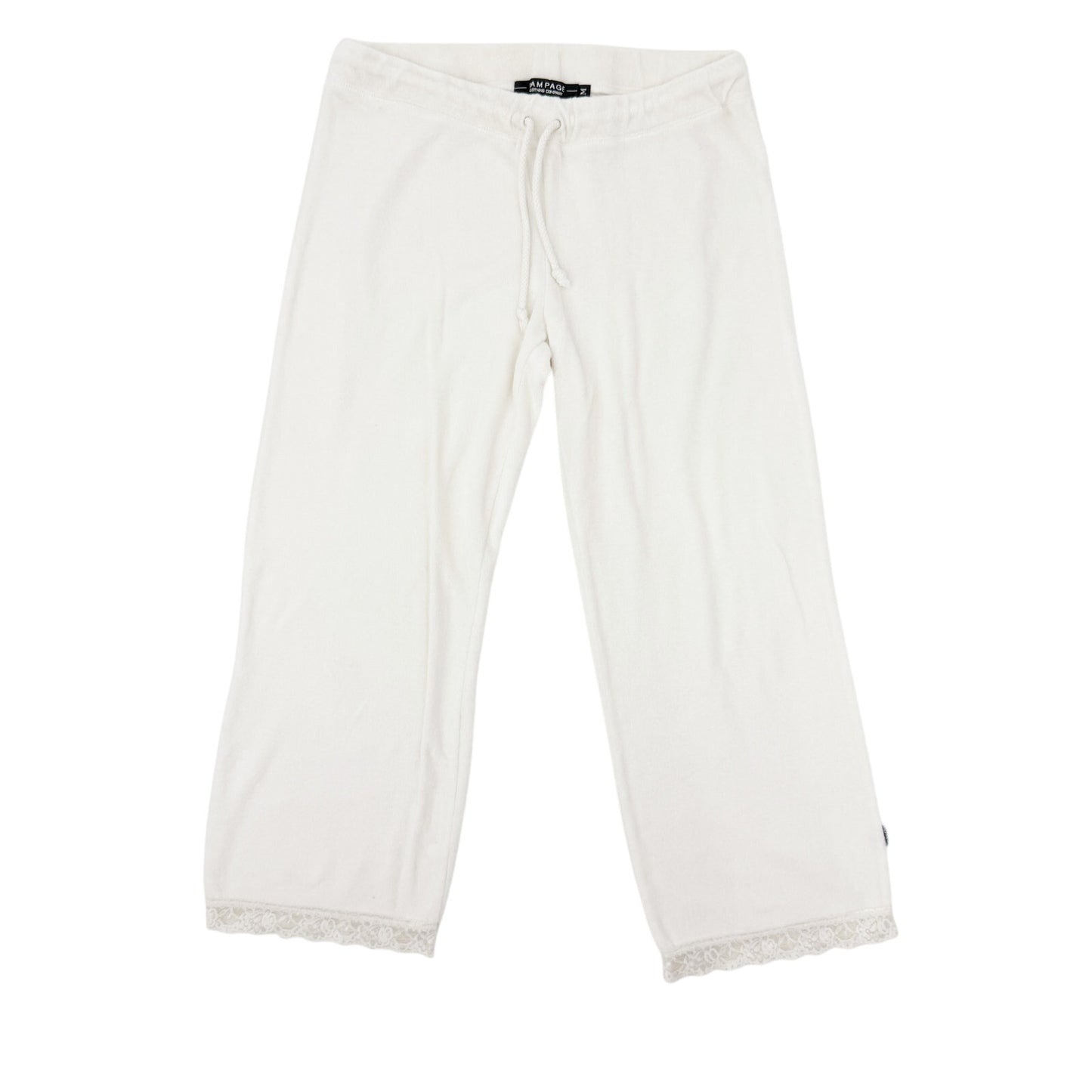 Rampage white terry cloth Crop Pants lace hem Swim Coverup women's MEDIUM
