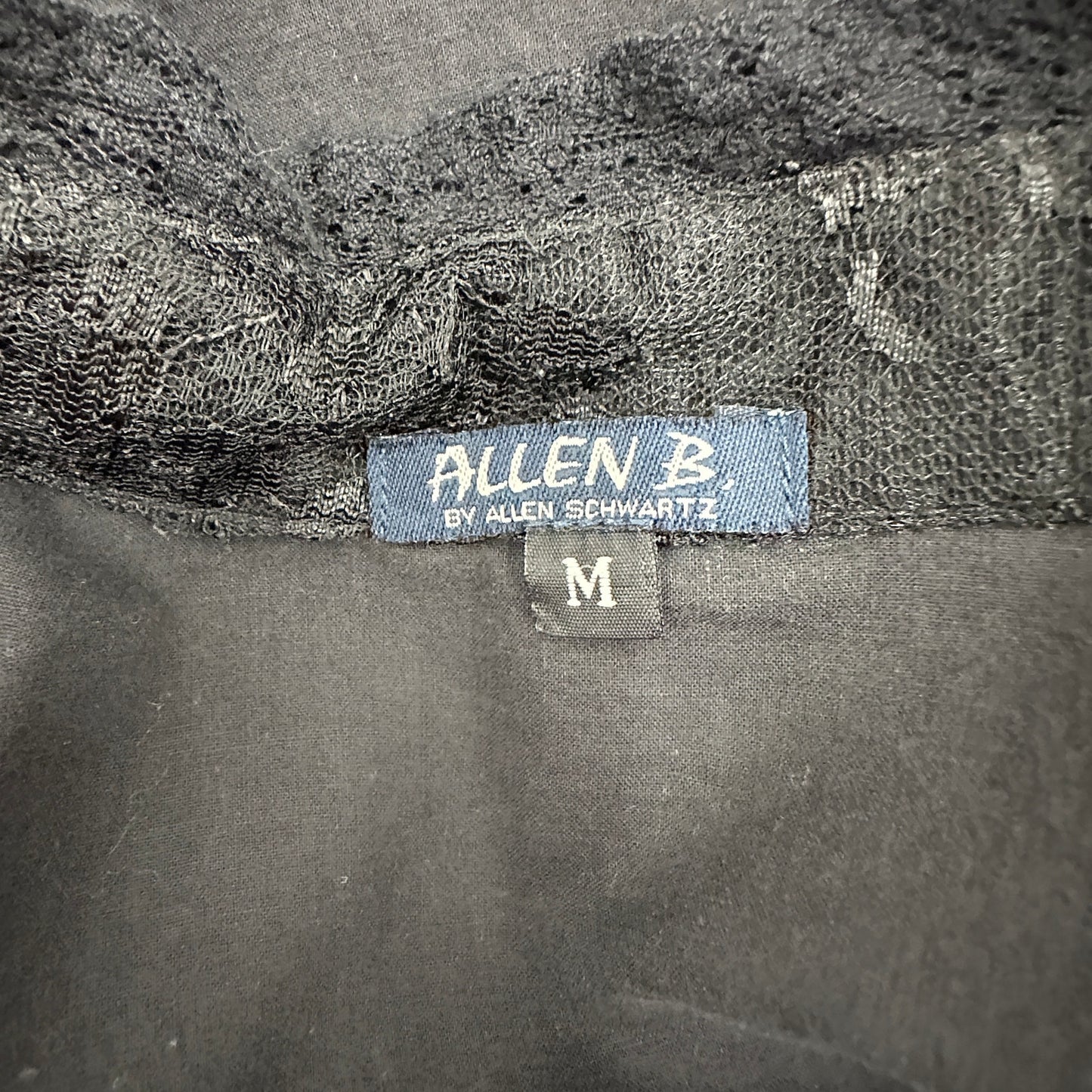 Allen B. Schwartz black lace Blouse Top women's MEDIUM long sleeves button down