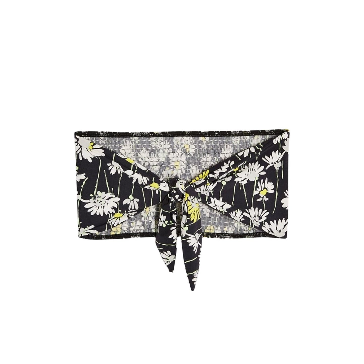 TOPSHOP black yellow white Shirred Floral Print Bandeau TOP size 6 small NWT $26