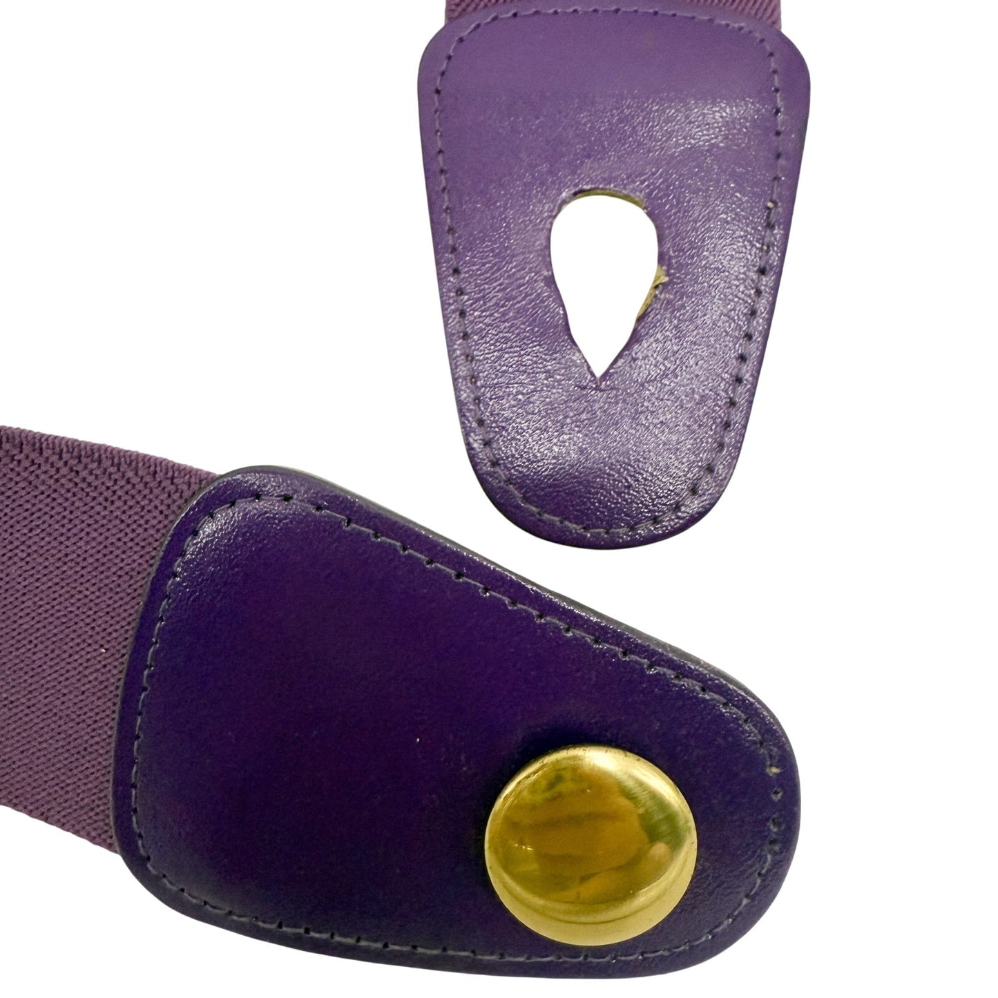vintage 2" wide elastic purple stretch Belt gold button women's M L made in USA