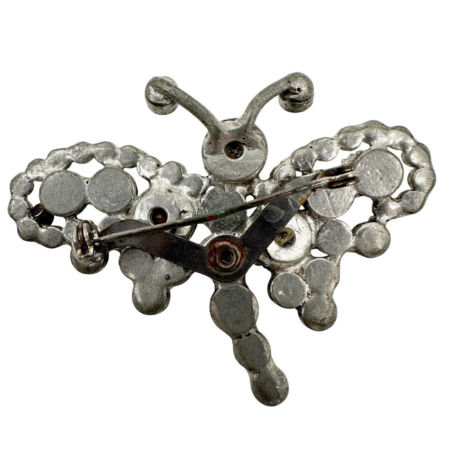 vintage clear rhinestone encrusted butterfly BROOCH sparkly jewelry pin