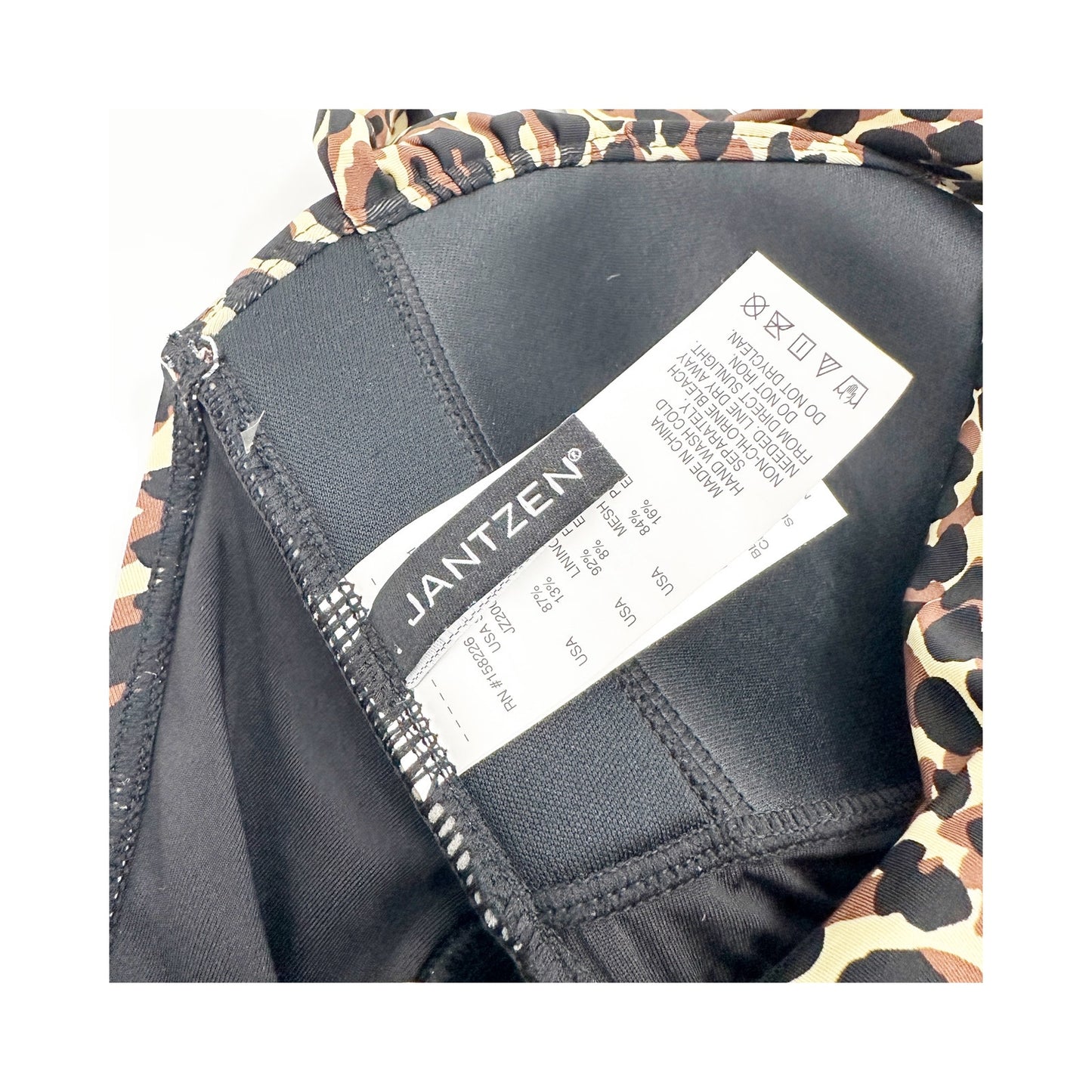 ladies Jantzen leopard animal print one-piece Swimsuit women's size 10 tie back