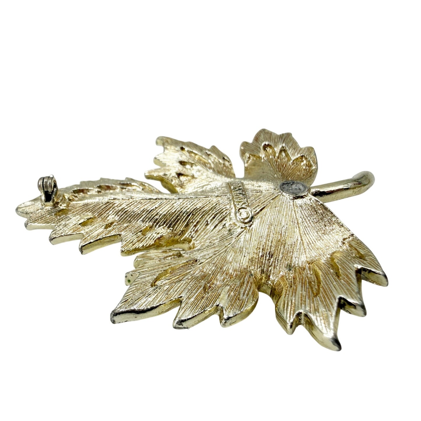 vintage Sarah Coventry gold silver Maple Leaf brooch jewelry *missing pin repair