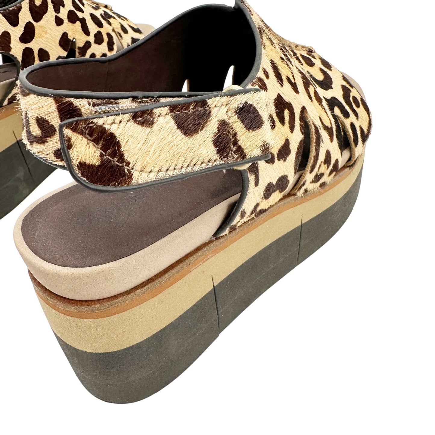 Naked Feet leopard print Geo Sandals women's 6.5 platform shoes calf hair heels