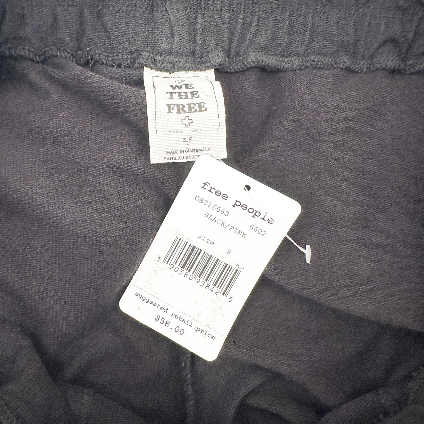 We The Free People black & pink Joggers sweat pants women's SMALL athleisure NEW