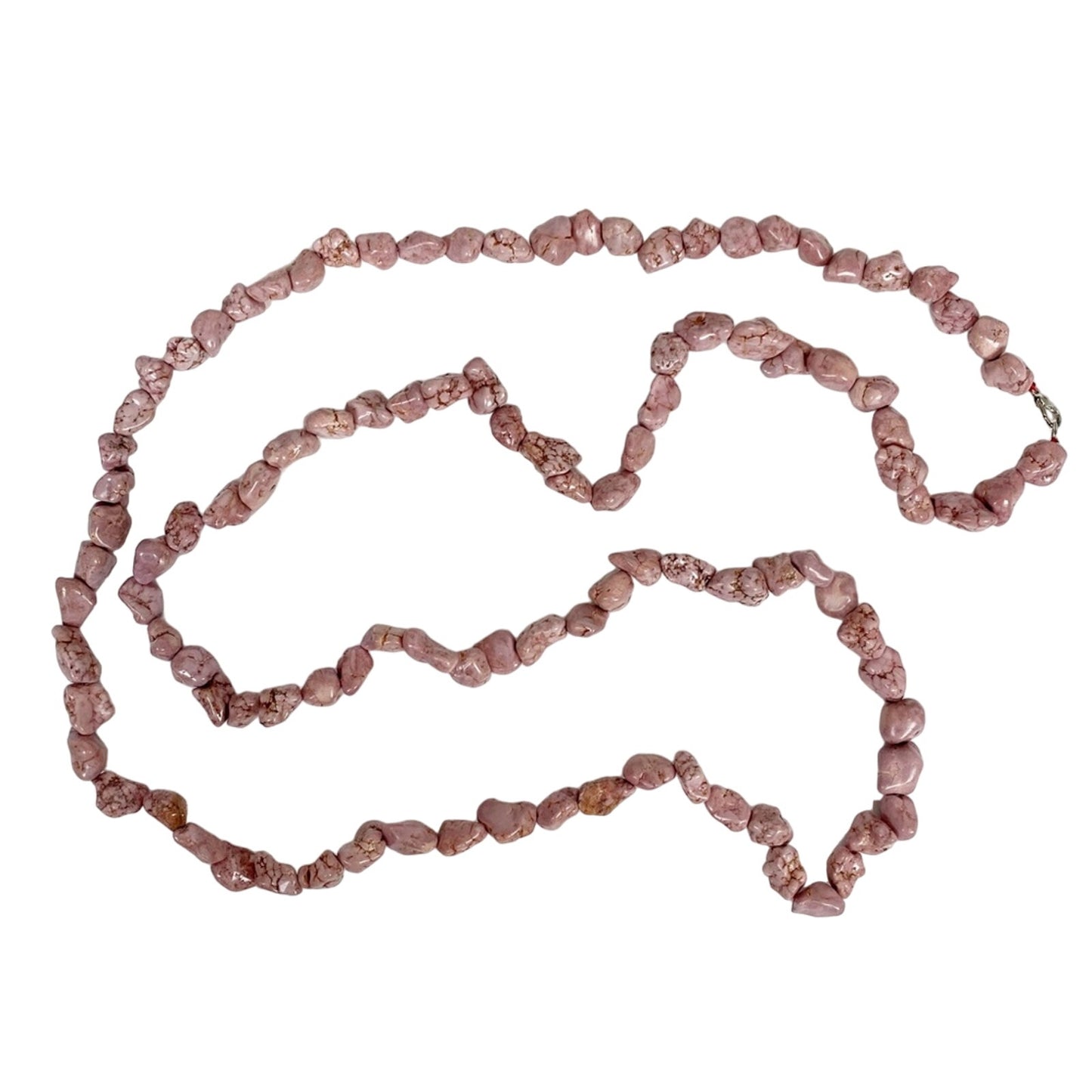 62" long strand of pink turquoise stones NECKLACE statement jewelry