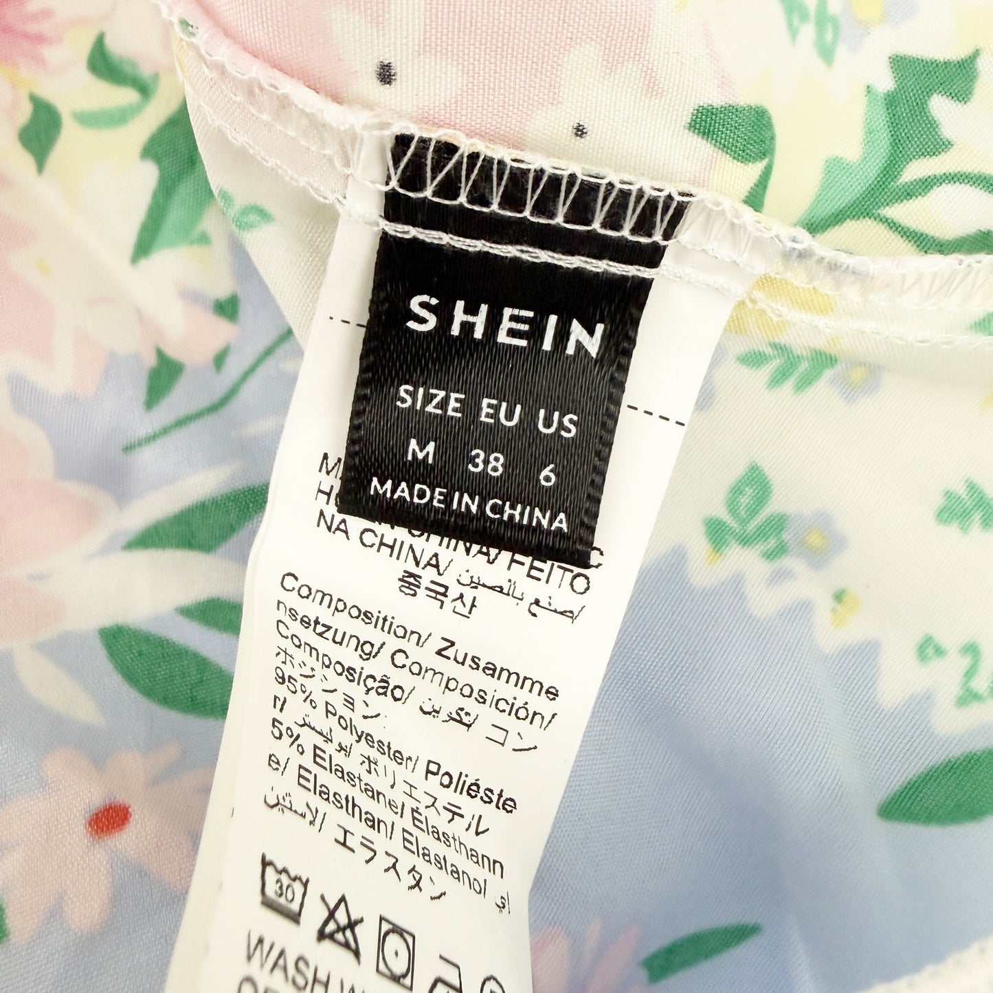 Shein smocked Ruffle Top patchwork floral Peplum Cami women's MEDIUM country