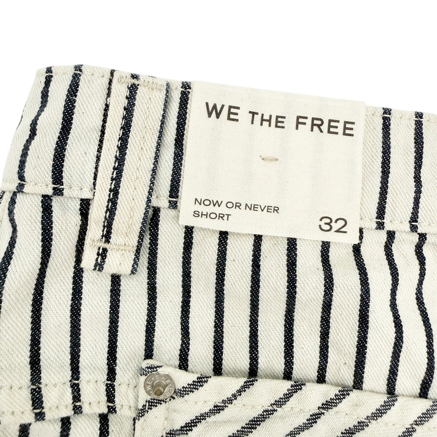 We The Free People Now or Never Railroad Denim Shorts size 32 black & white NEW