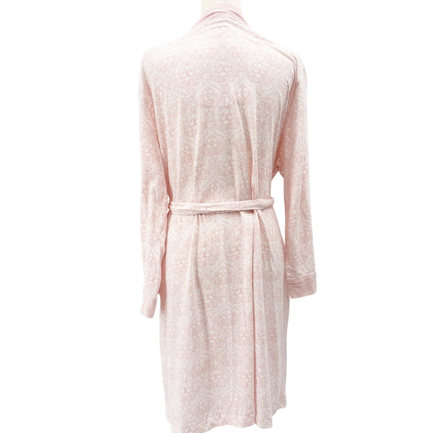 pink & white Carole Hochman floral & stripes Robe women's LARGE sleep loungewear