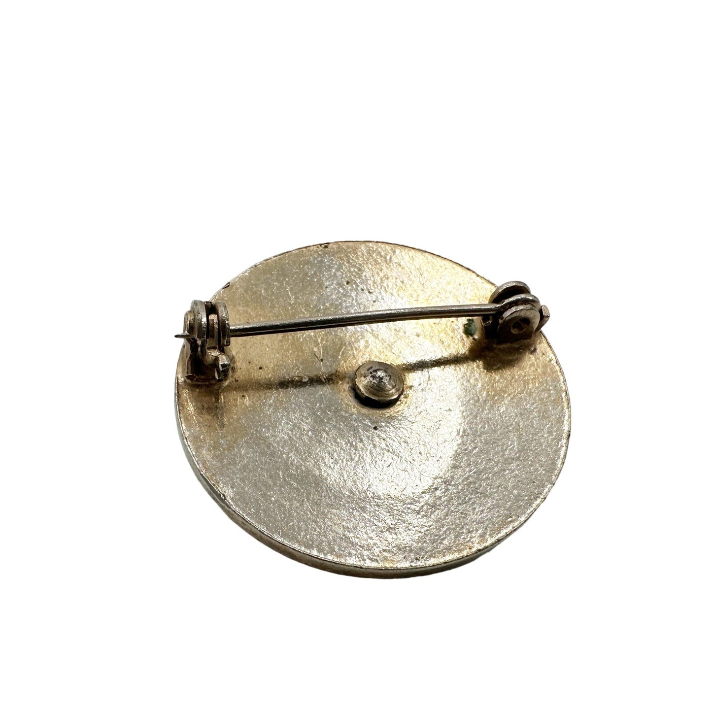 vintage blue & gold BROOCH round jewelry rhinestone pin