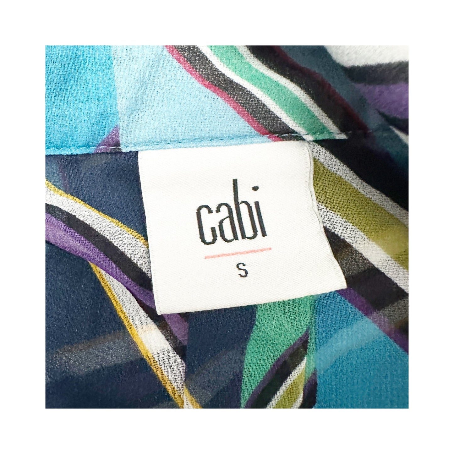 sheer blue Cabi diagonal stripes Blouse Top women's SMALL green white purple