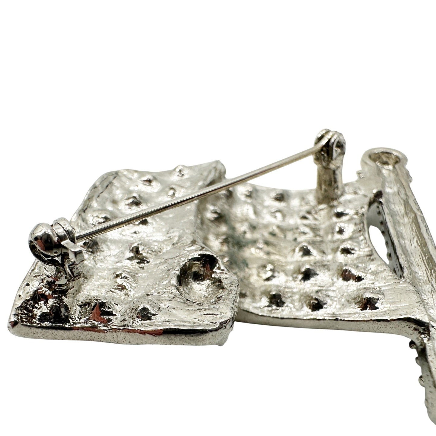 vintage American Flag blue & silver rhinestones BROOCH patriotic jewelry pin