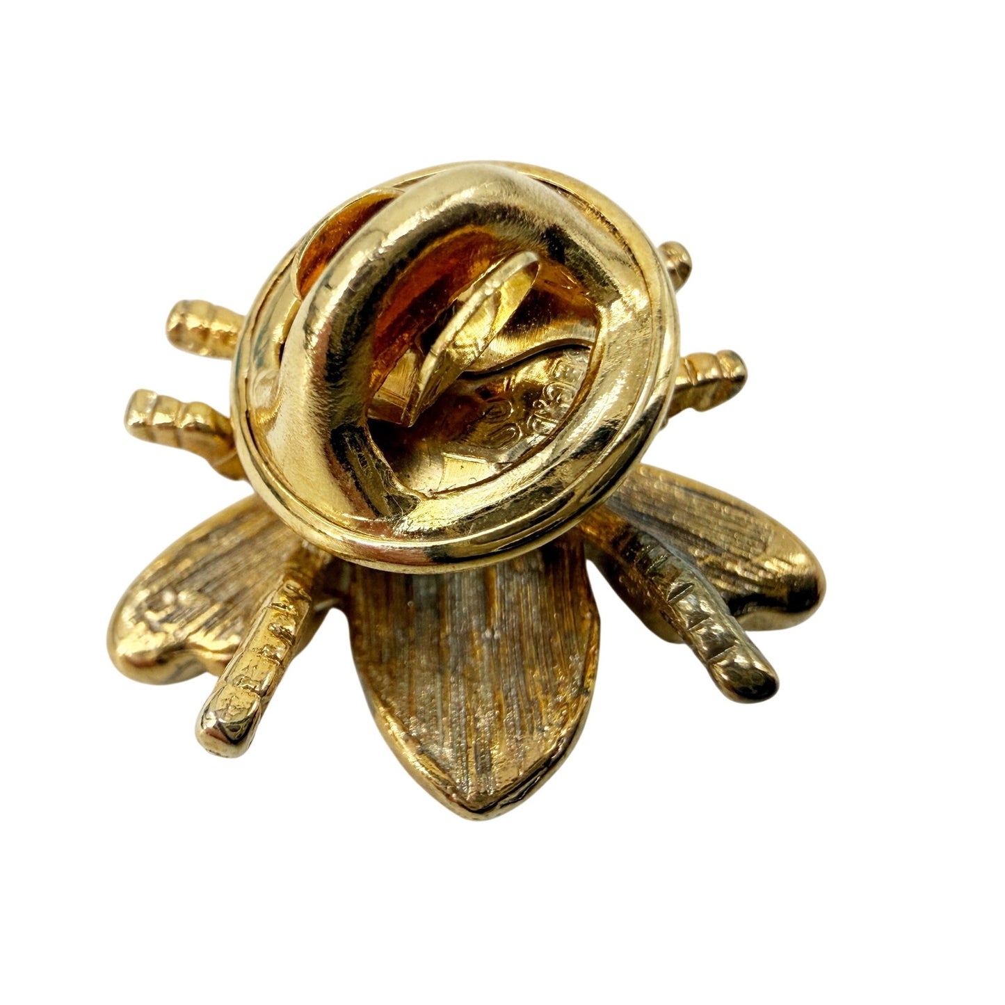 vintage rhinestones & gold tone metal Bee Lapel Pin insect jewelry Ballou Reg'd