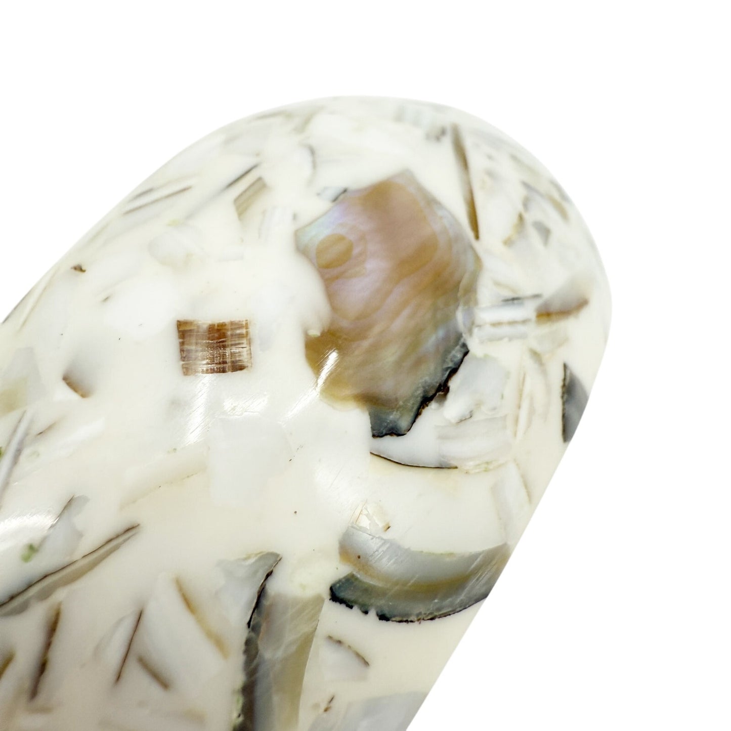seashell inlay Bangle Bracelet white costume jewelry bits of shell brown gray