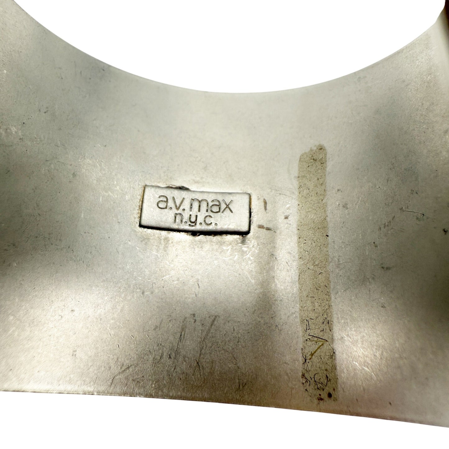 AV Max brown & silver leather wrapped Concave Cuff Bracelet camo jewelry NY