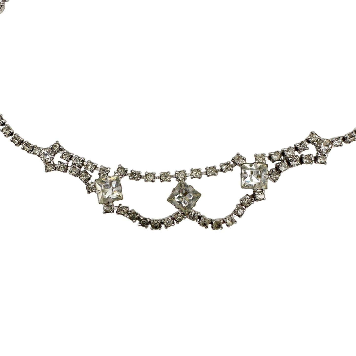 vintage clear rhinestones Choker Necklace costume jewelry