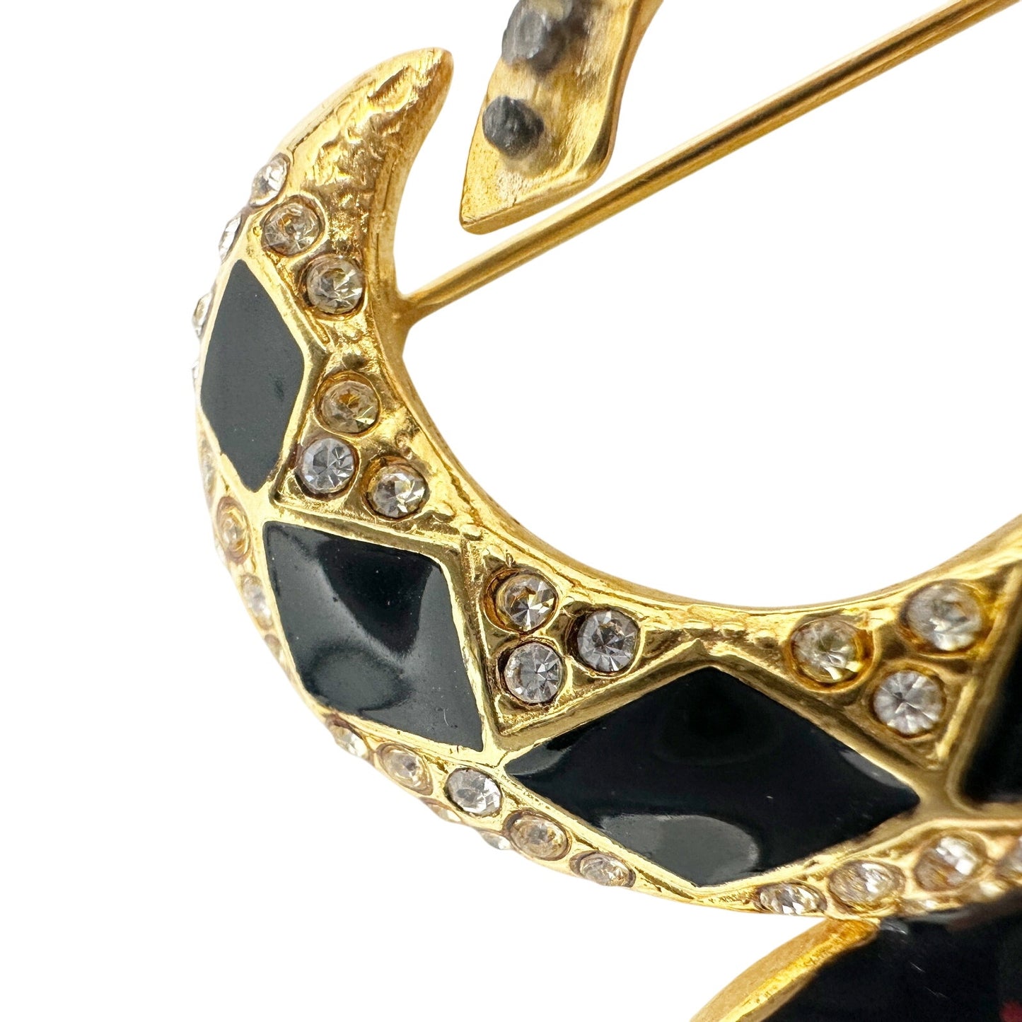 vintage Erwin Pearl PEP black & gold snake BROOCH jewelry pin *needs repair*