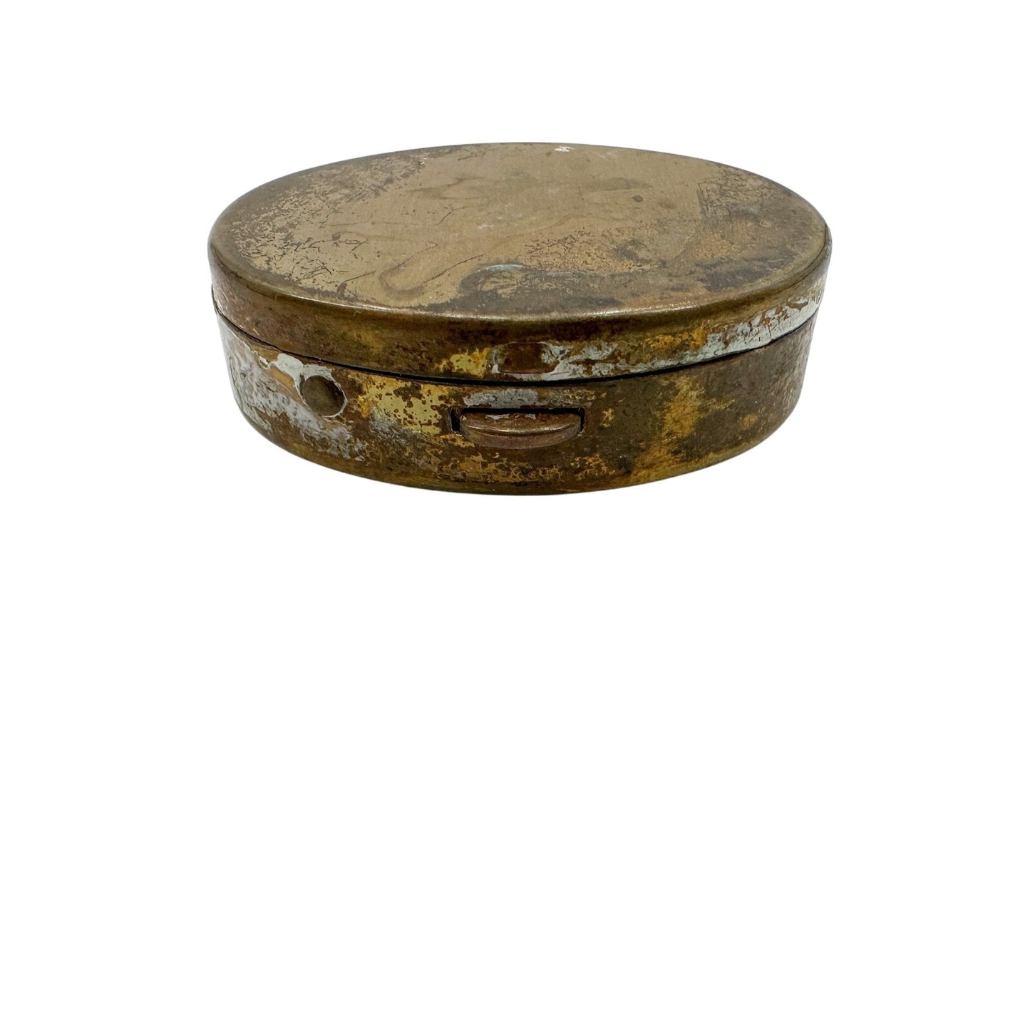 vintage gold tone metal Pill Box small oval container