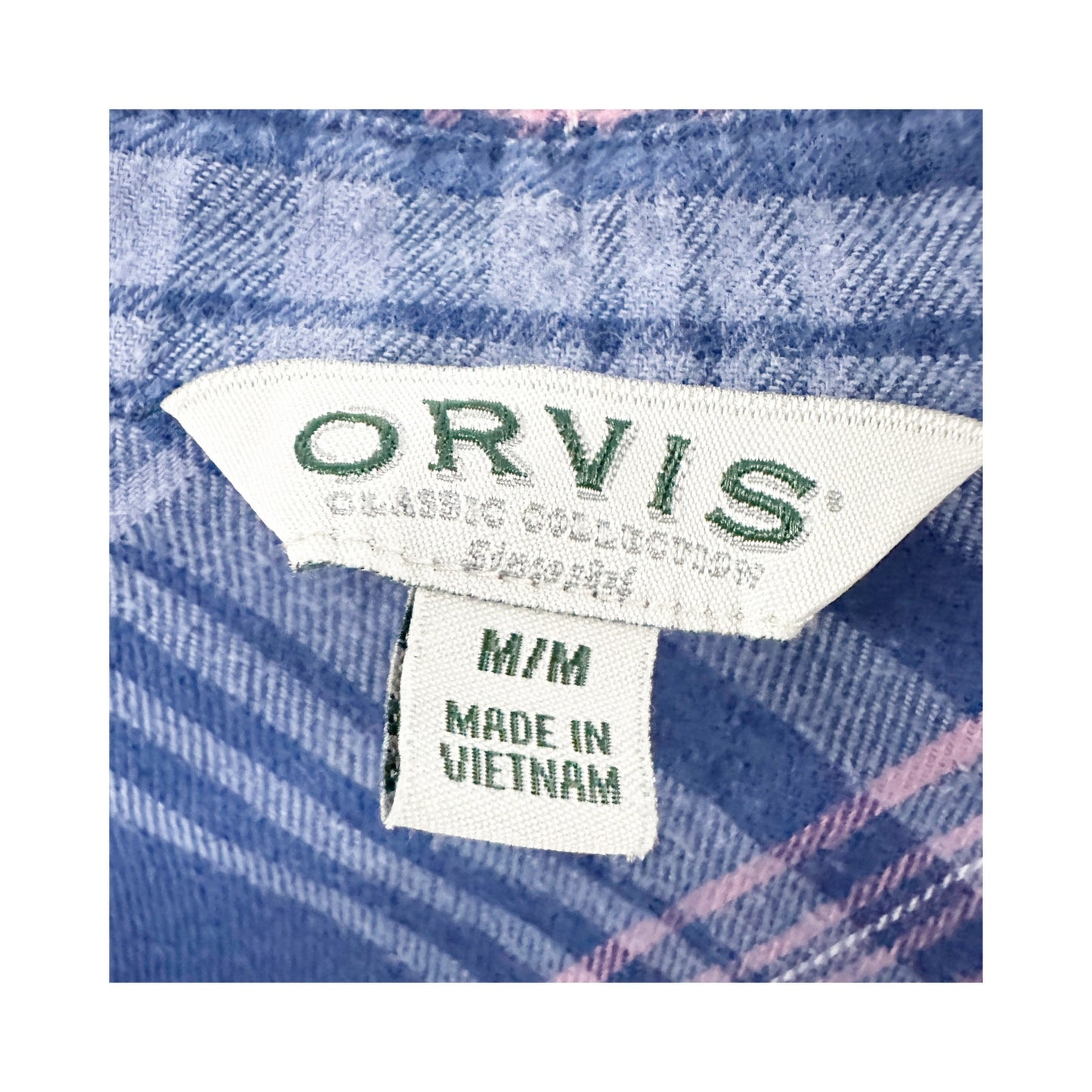 Orvis blue & pink flannel Shirt button down Top women's MEDIUM