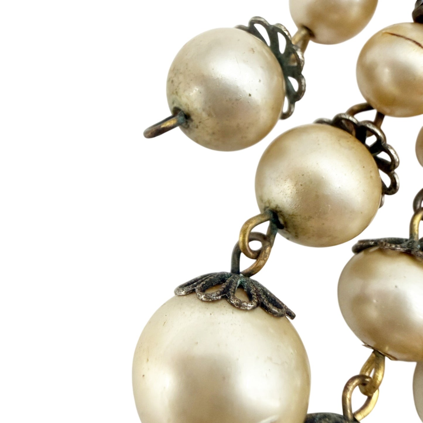 vintage Eugene gold & cascading faux pearls BROOCH floral costume jewelry pin