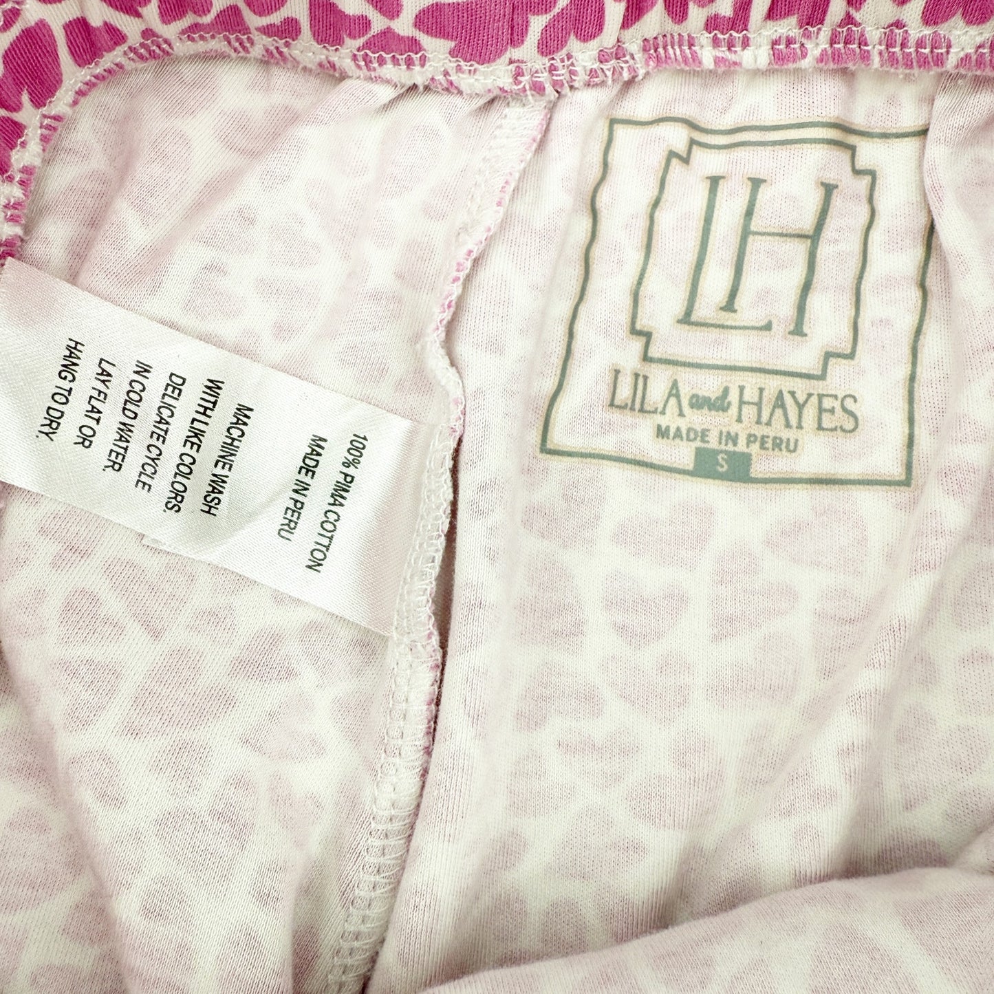Lila and Hayes white & pink hearts Jogger style Pajama Pants women's SMALL