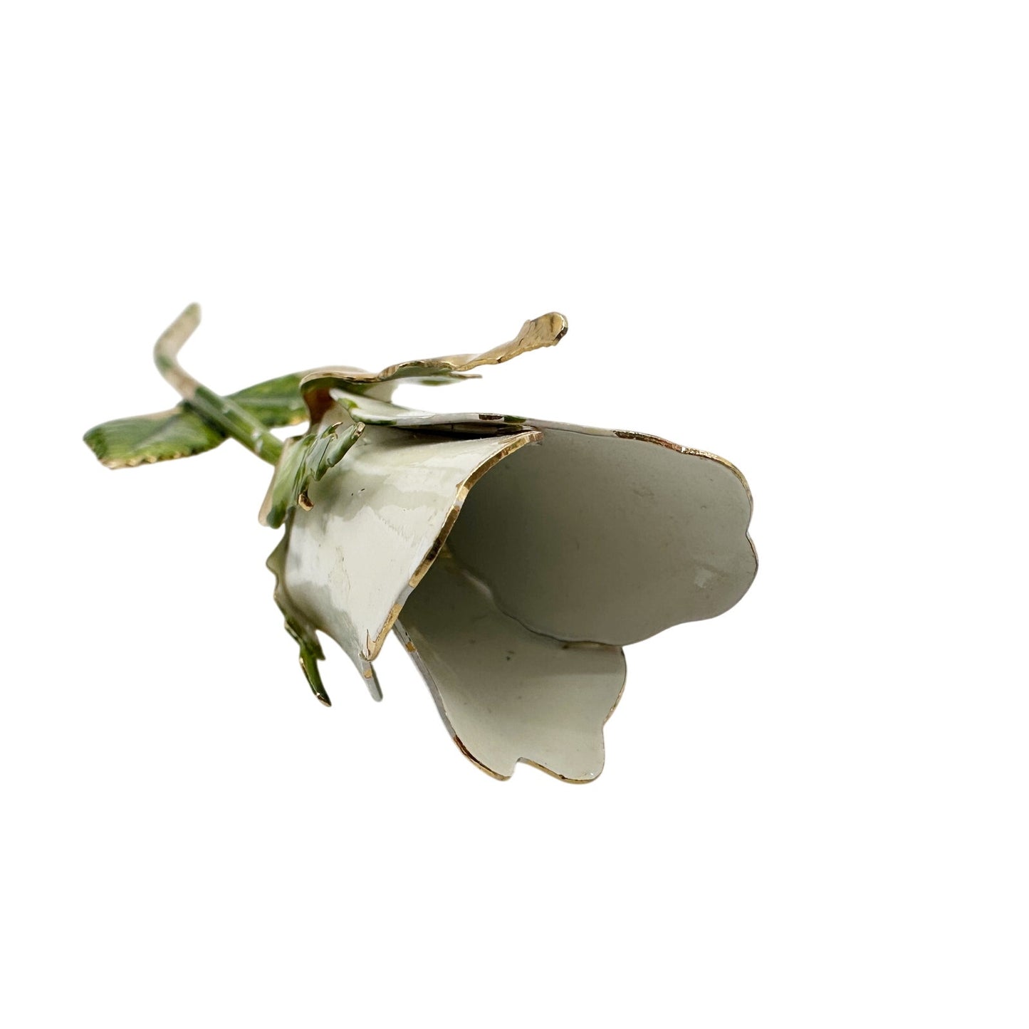 vintage long stem white flower BROOCH floral jewelry pin *missing pin* repair
