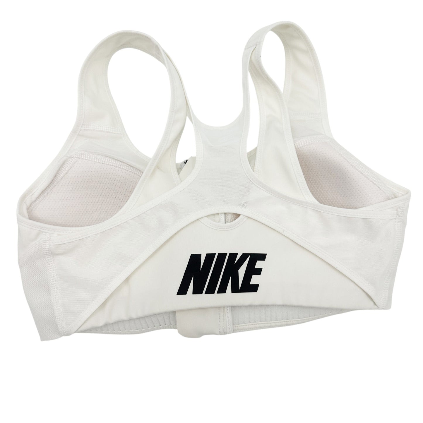 NIKE white zip front Sports Bra women's MEDIUM high impact workout wear
