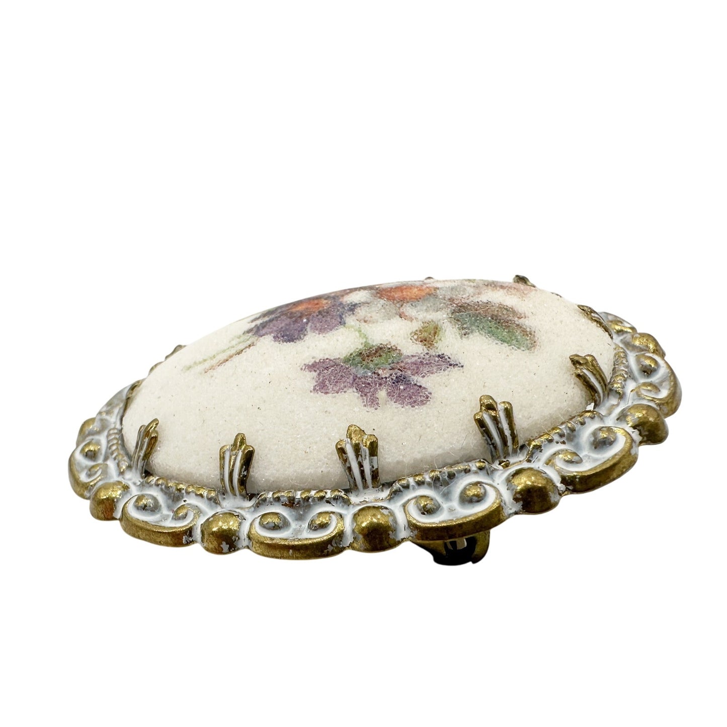 vintage oval white Western Germany flower bunch BROOCH floral jewelry pin