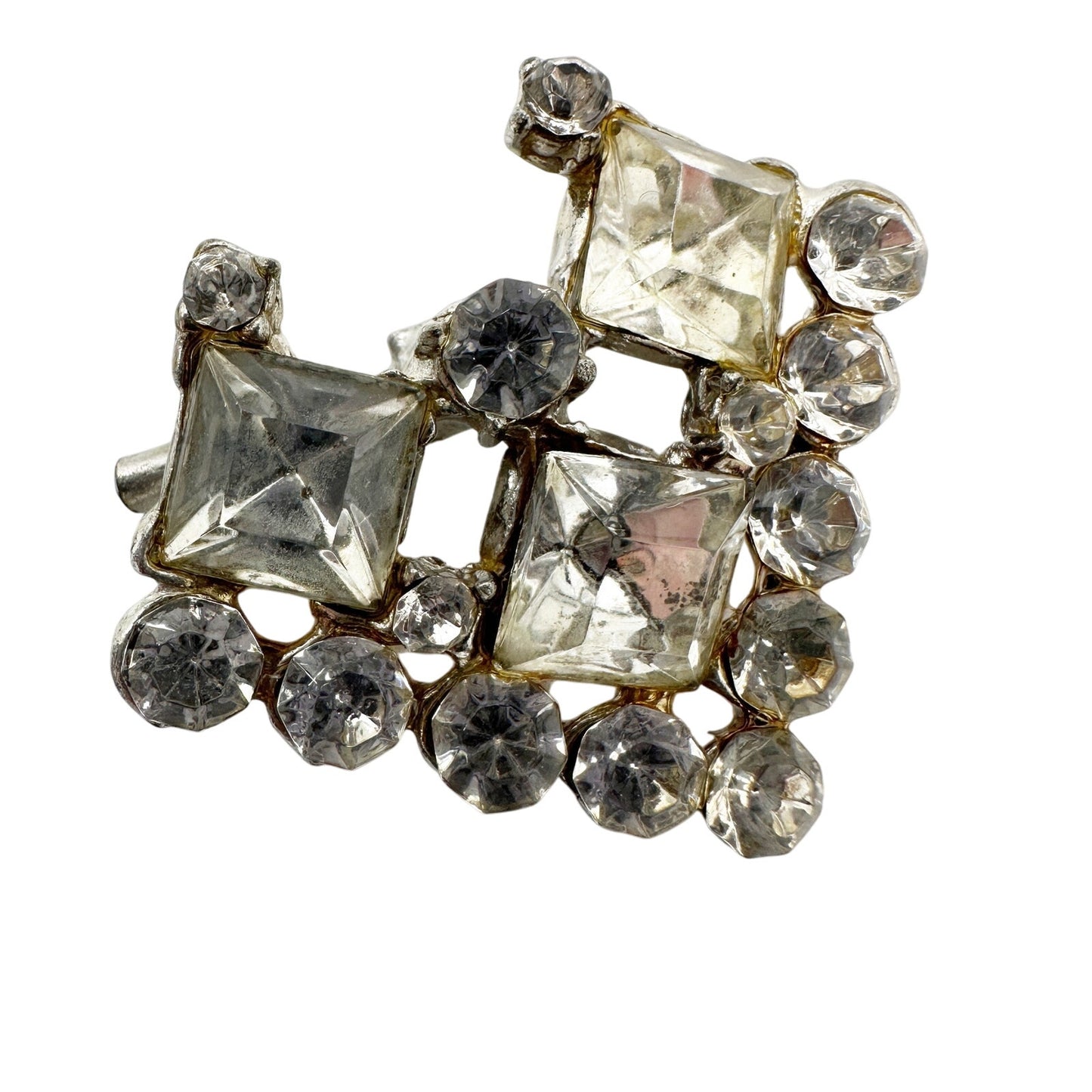 vintage diamond-shaped rhinestones BROOCH sparkly jewelry pin