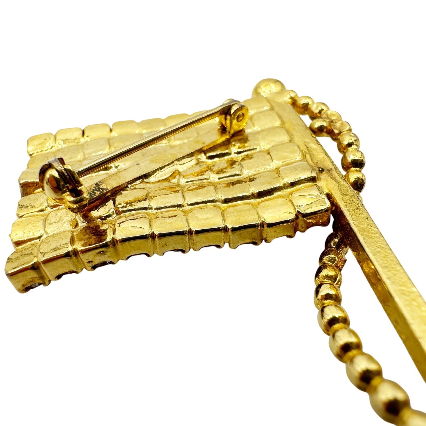 vintage American Flag rhinestone BROOCH patriotic jewelry pin red blue gold