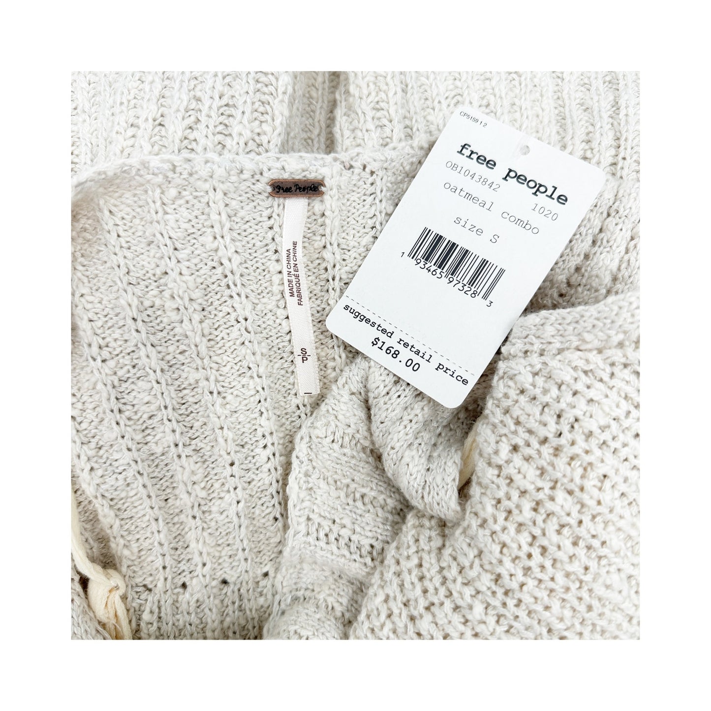 new Waterfall Ruffle sweater Dress by Free People oatmeal neutral women's SMALL