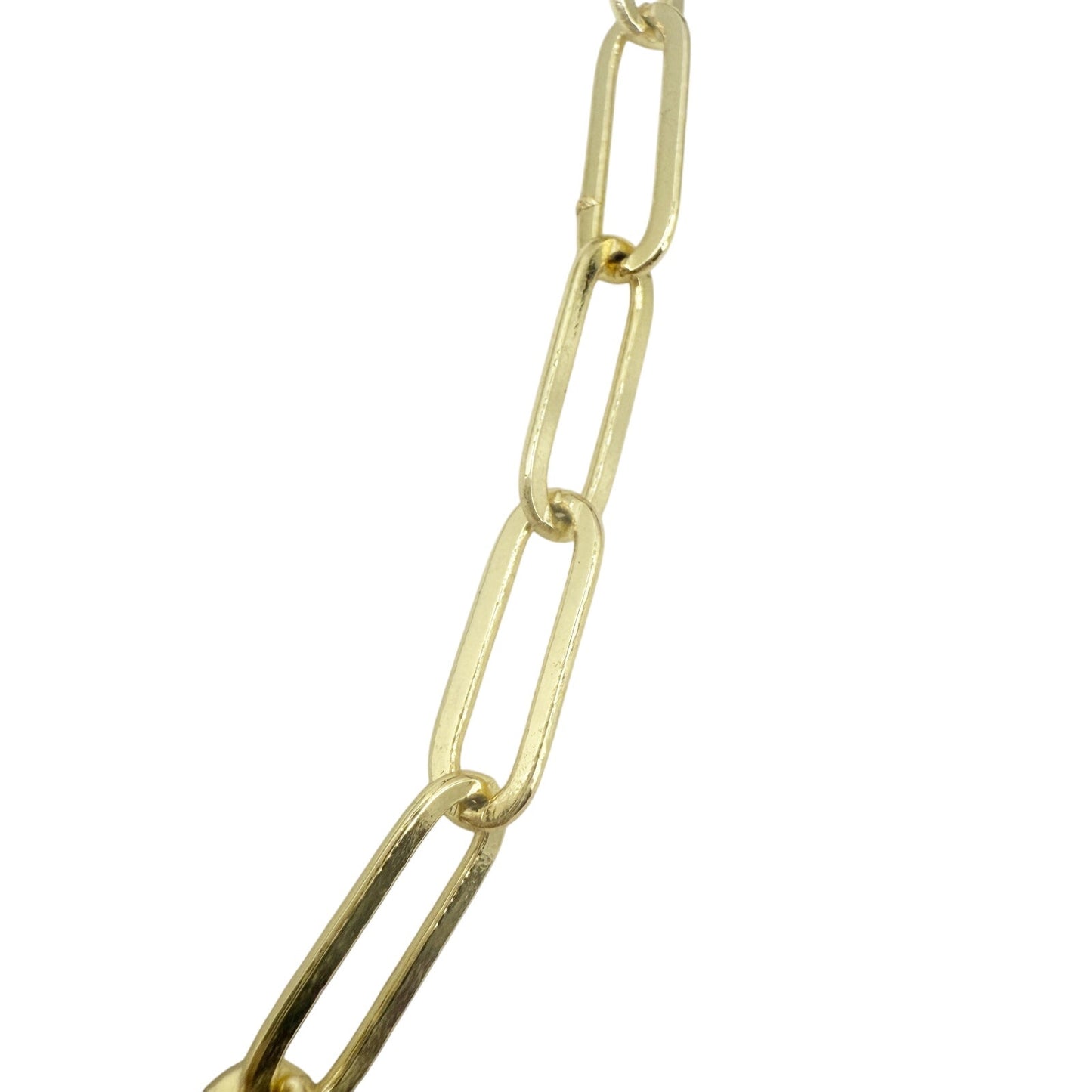 gold tone metal Paper Clip chain Necklace 16" length fashion jewelry
