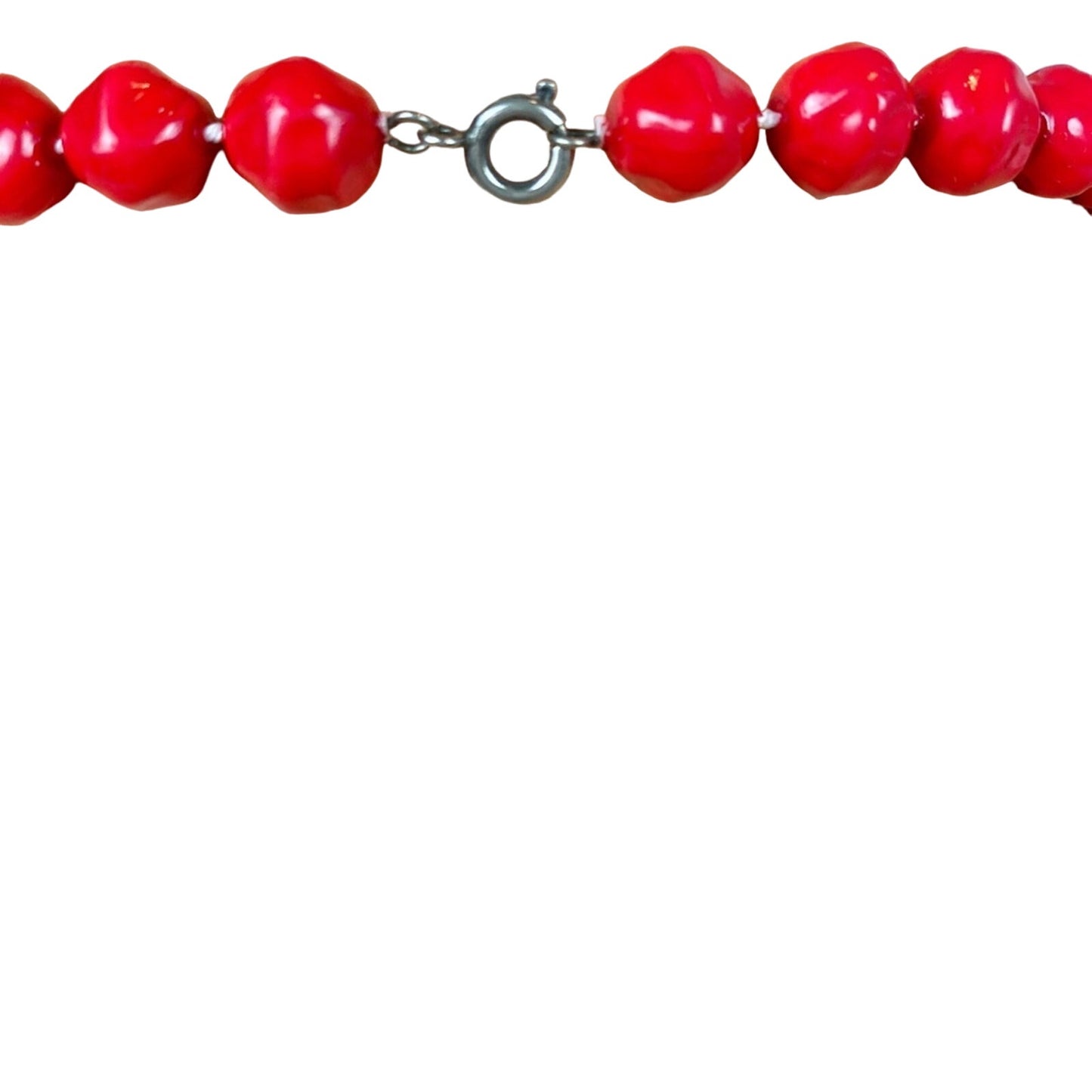 vintage 30" strand of red beads NECKLACE costume jewelry