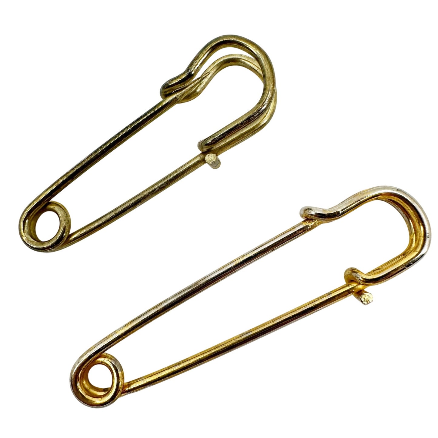 vintage pair of gold tone metal Diaper Pin BROOCH jewelry pins