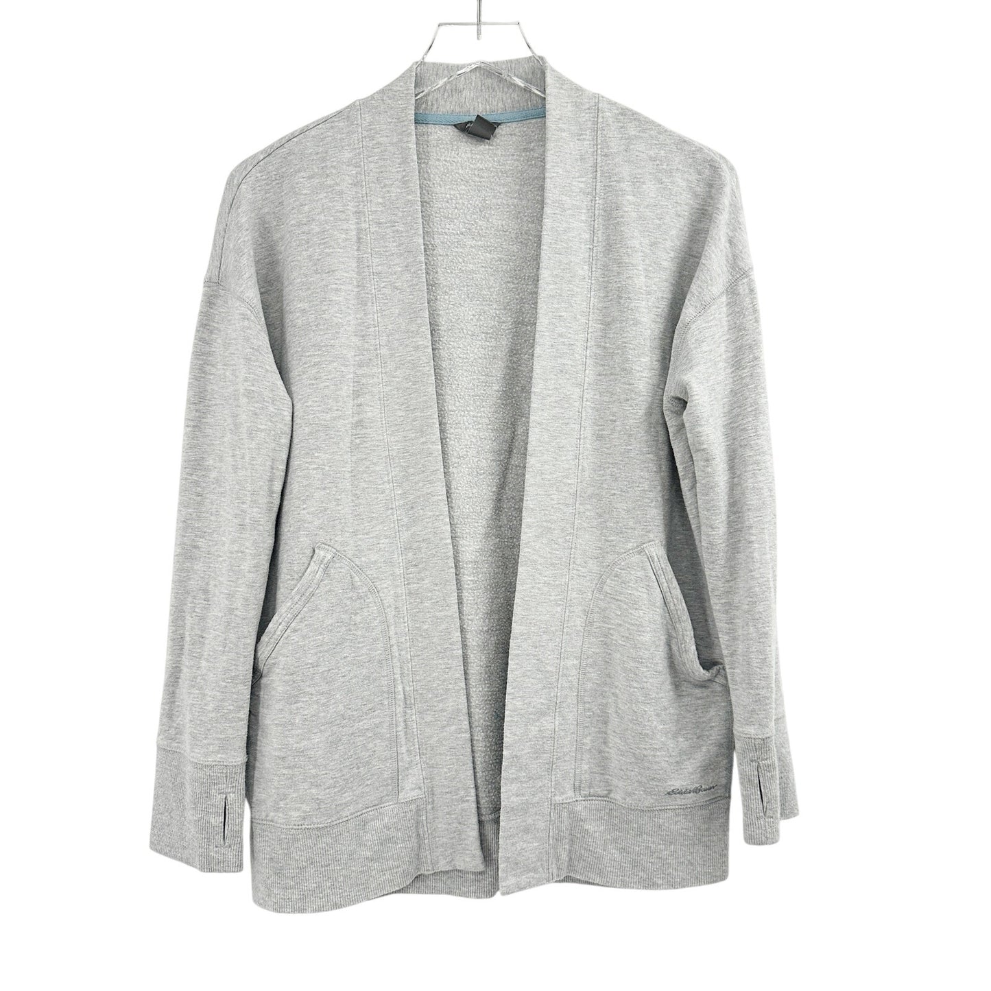 Eddie Bauer gray sweatshirt Cardigan open front Top women's MEDIUM