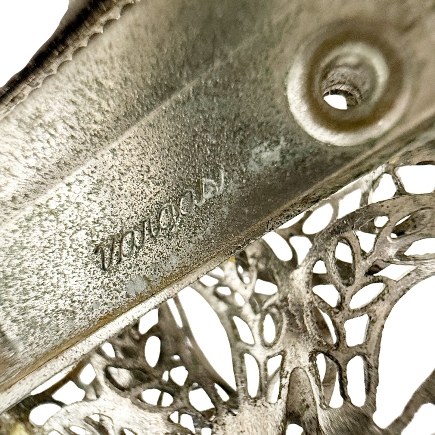 vintage Vargas Hinged floral filigree Bracelet silver toned metal flower jewelry