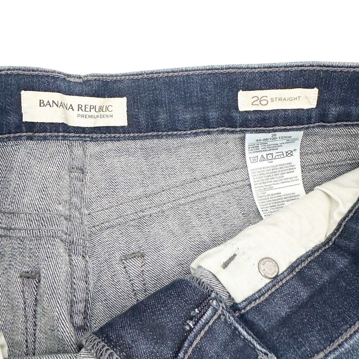 Banana Republic dark wash blue denim Jeans women's size 26 straight leg