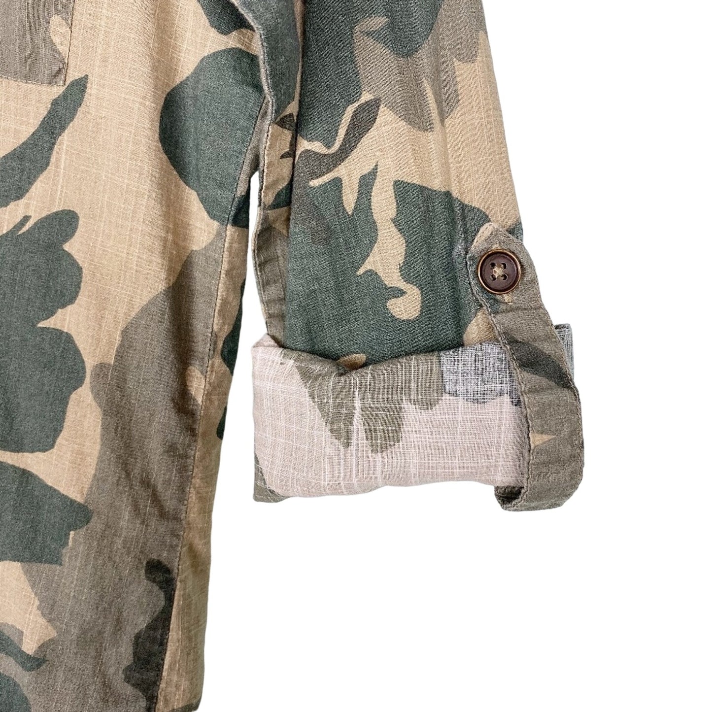 Hive & Honey green camouflage button down SHIRT top size XS extra small camo