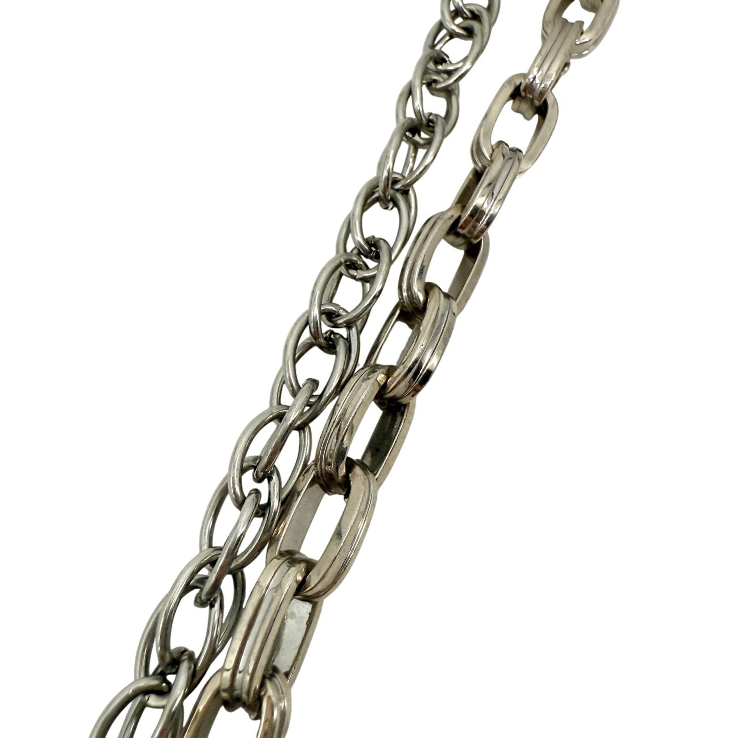 metallic bronze gold & pink Belt with double silver Chains women's XS - S small