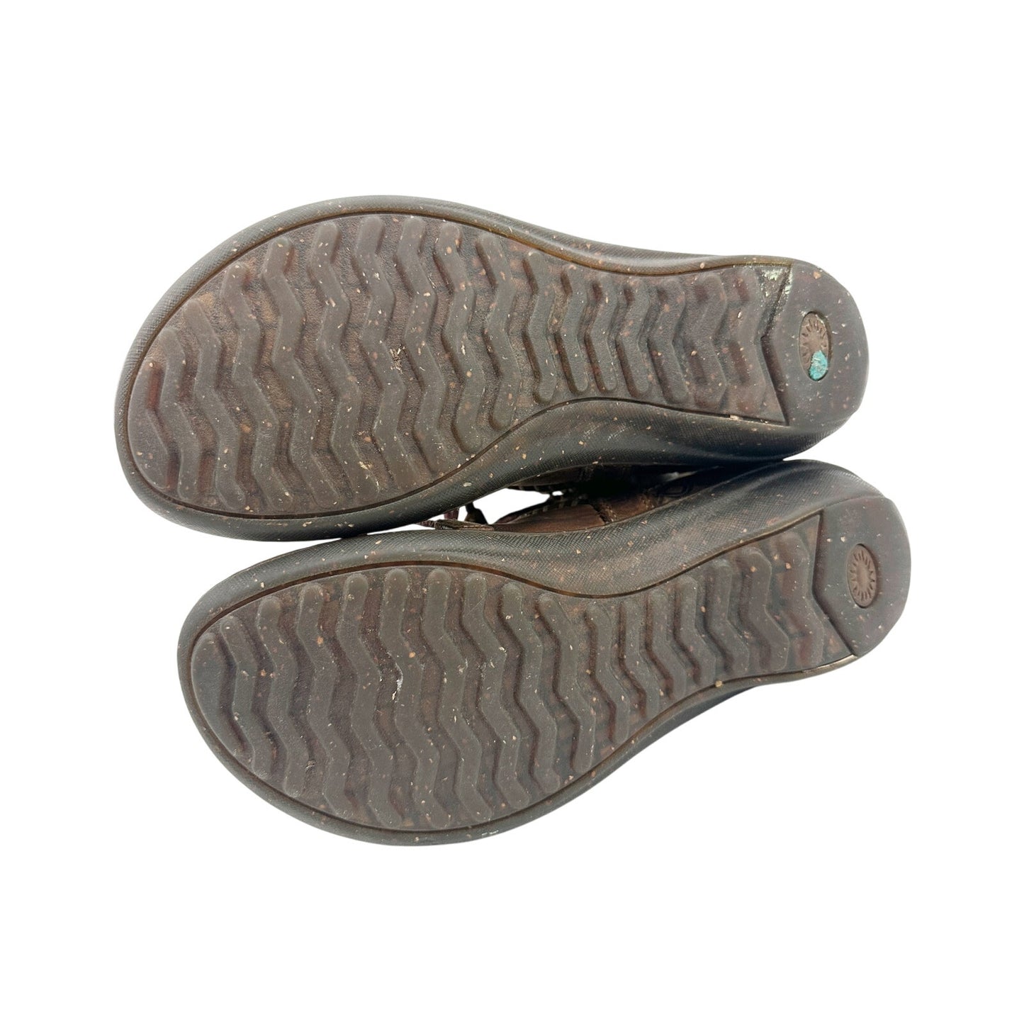 UGG brown leather wraparound tie ankle BOOTS women's 7 winter shoes sheepskin