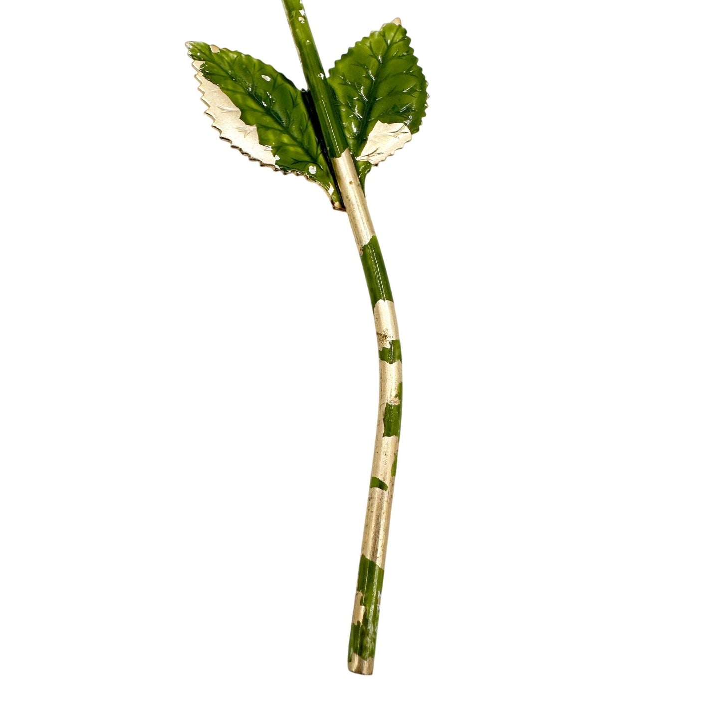 vintage long stem white flower BROOCH floral jewelry pin *missing pin* repair