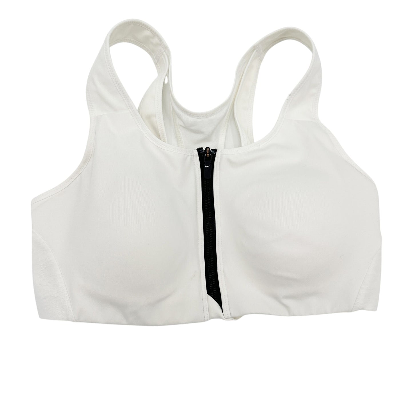 NIKE white zip front Sports Bra women's MEDIUM high impact workout wear