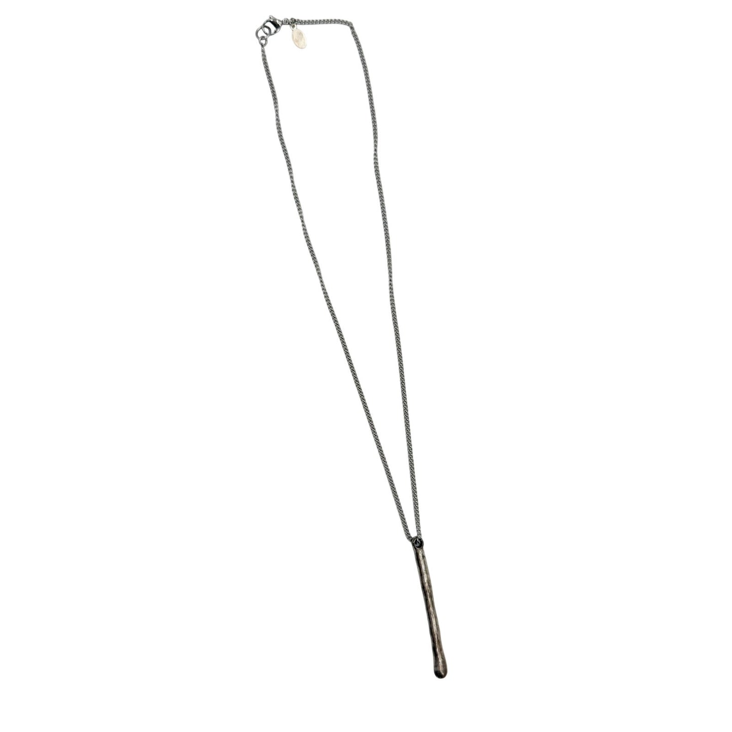 Bellaforma Jewelry silver tone metal Bar Pendant Necklace 18" long chain