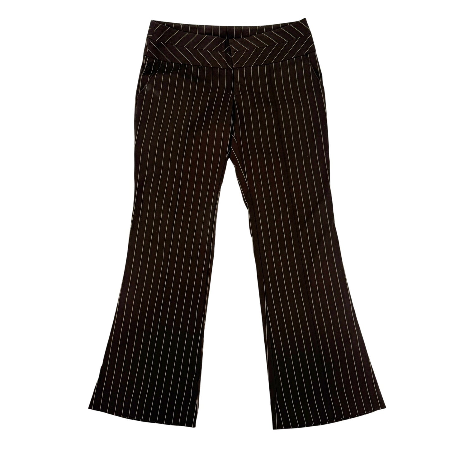 bebe brown with gold pinstripe Trouser Dress office Pants women's size 6 small