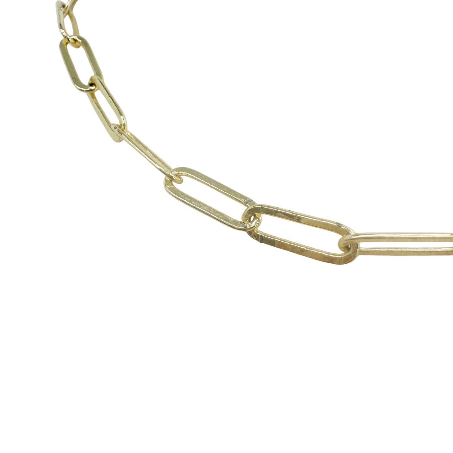 gold tone metal Paper Clip chain Necklace 16" length fashion jewelry