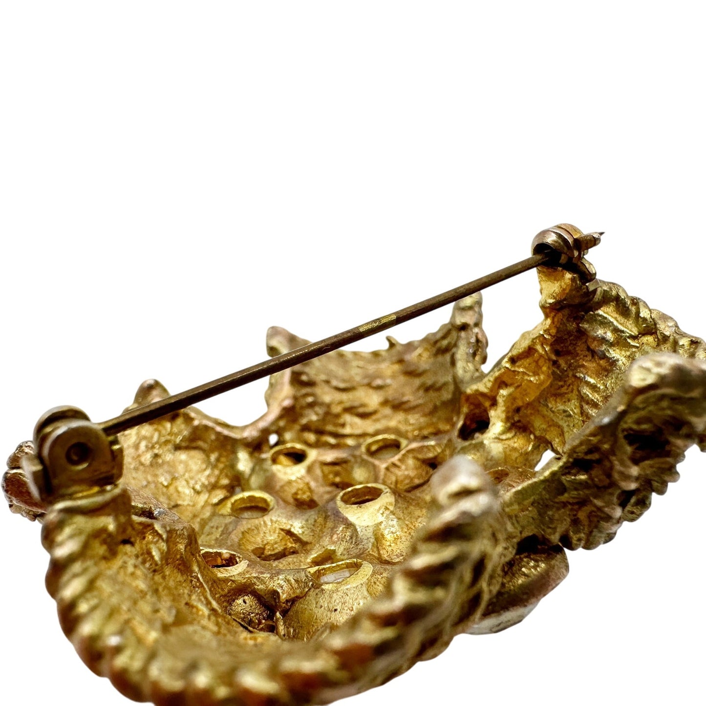 vintage gold faux pearls clear rhinestones BROOCH jewelry pin