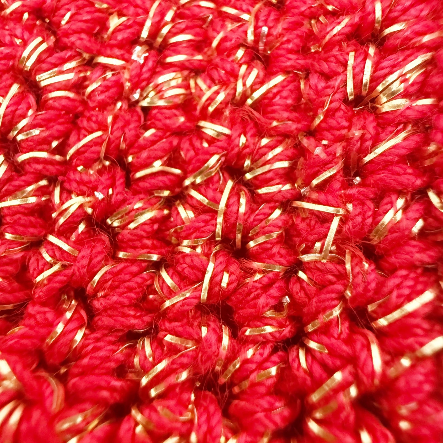 vintage red knit & metallic gold Fashion Gloves women's XS - SMALL