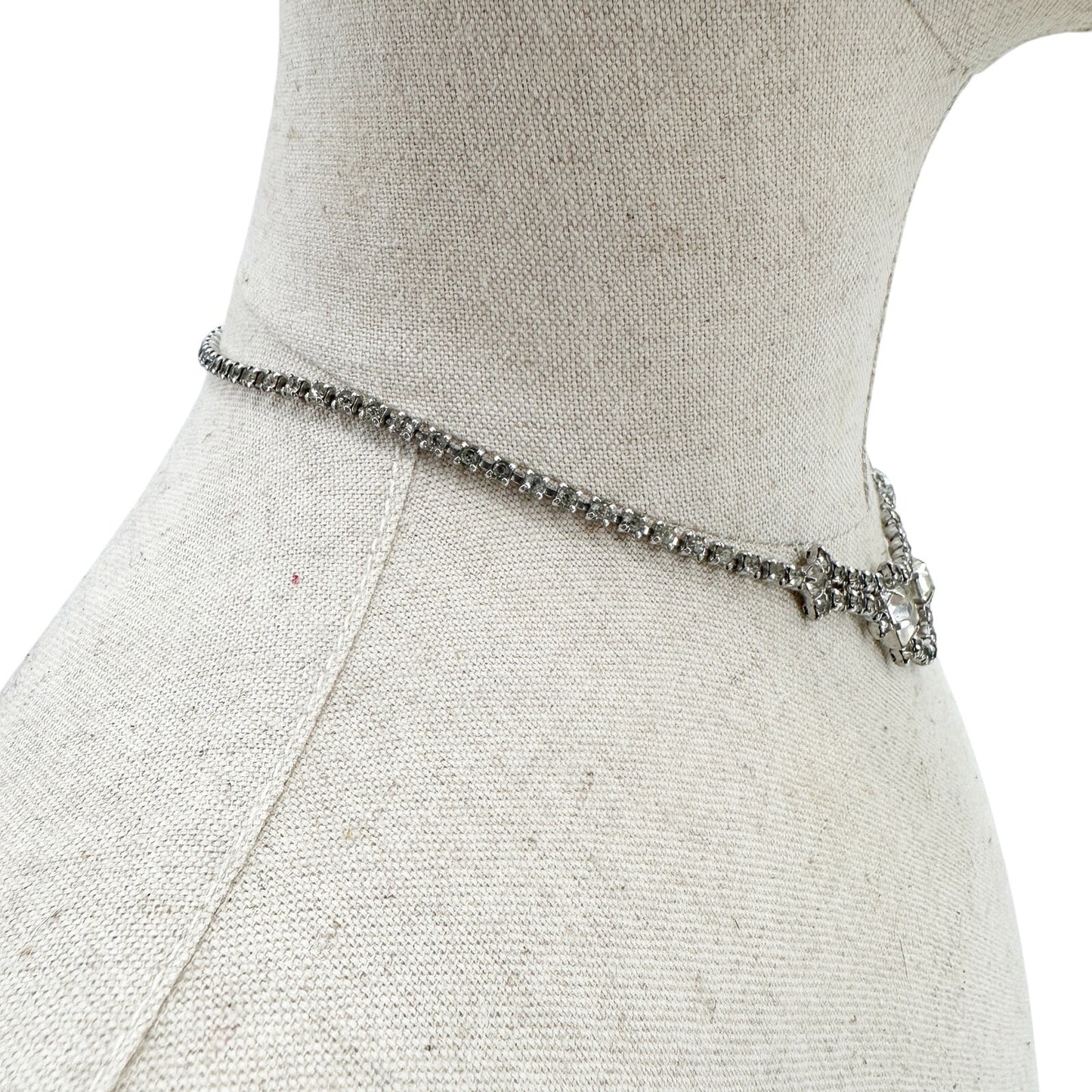 vintage clear rhinestones Choker Necklace costume jewelry